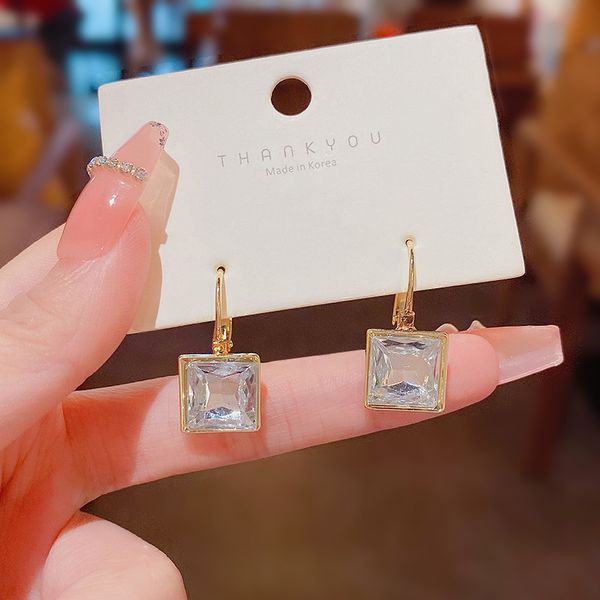 

new simple temperament zircon earrings women's s925 silver needle ins style advanced design earrings, Golden;silver