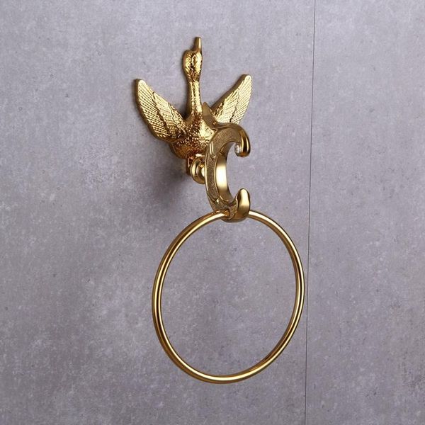 Handtuchringe Messing Gold Kristall Swan Ring für Badezimmerzubehör Set Luxus europäischer Halter Wandmontage AT8800Towel