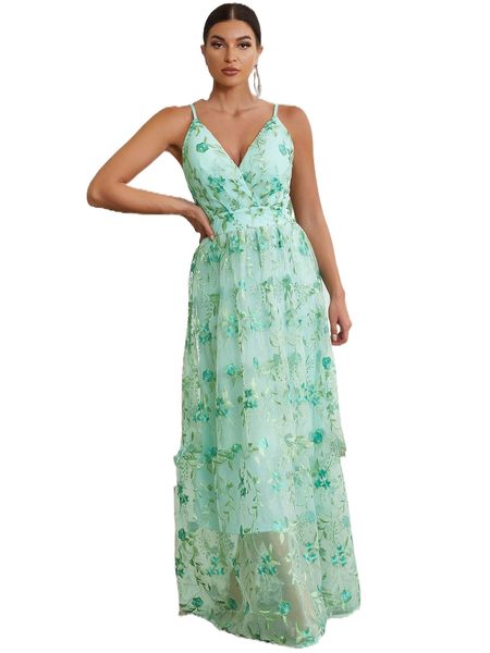 

floral embroidery crisscross backless cami dress t6jv#, Black;gray