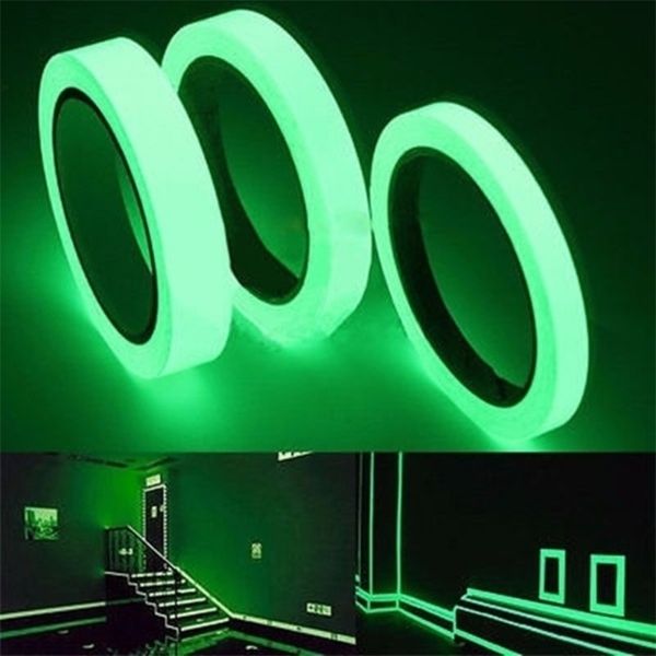 PET riflettente Bagliore nelle linee di emergenza luminose verde scuro Sicurezza Decorazioni per la casa Nastro in PVC Nastro di avvertenza per visione notturna 220727