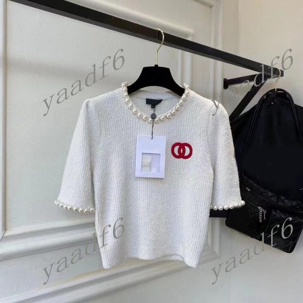 

autumn 2022 designer women's sweater womens sweaters knits high-end comfortable luxury pearl design with cashmere wool leisure, White;black