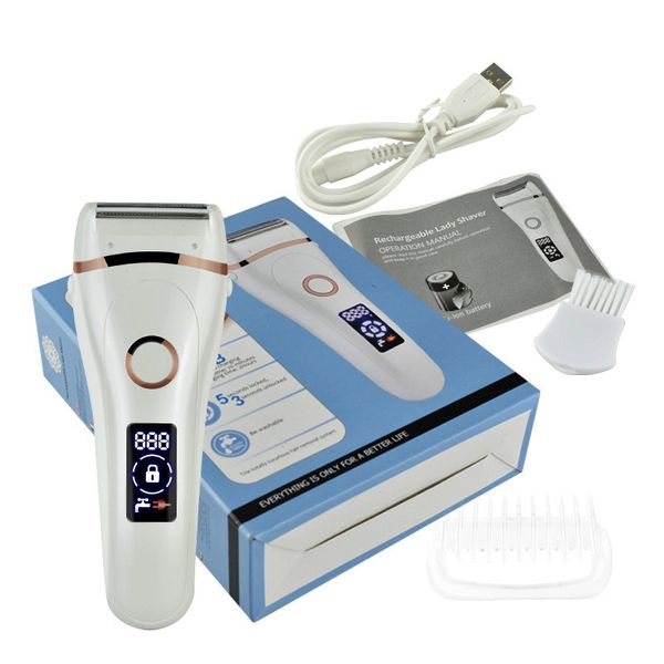 

usb charging electric razor painless shaver for women bikini trimmer for whole body waterproof lcd display hair removal device p