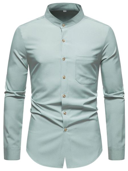 

men mock neck pocket patched shirt d0l3#, White;black