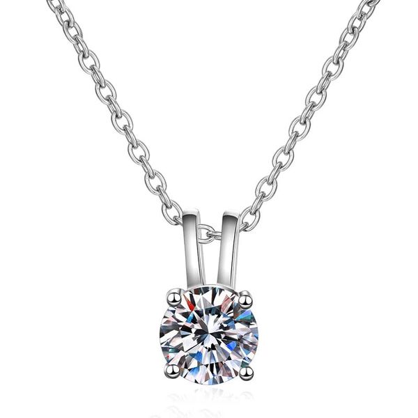 

other trendy s925 sterling silver 0.8ct d color round moissanite diamond necklace women jewelry plated pt950 gold charm gift
