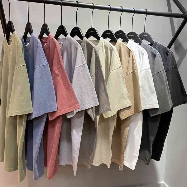 

men's t-shirts american street ins wash old white short sleeve men's and women's oversize loose basic round neck t-shirt sqfu, White;black