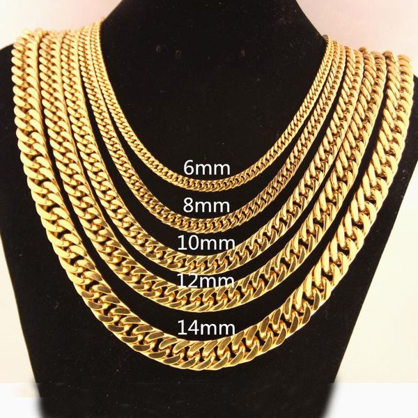 

chains 6/8/10/12/14/17/19mm width trendy gold chain for men women hip hop jewelry stainless steel curb necklace jewelery chainchains, Silver