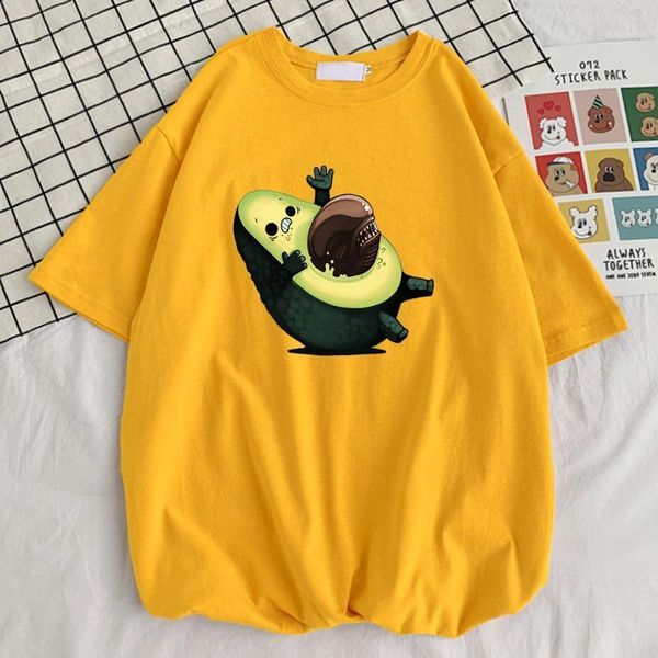 T-shirt da uomo Avocado Cartoni animati Stampa T-shirt da uomo Stile T-shirt di grandi dimensioni T-shirt girocollo retrò T-shirt da uomo di design semplice