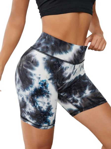 

high waist tie dye biker shorts m2bi#, White;black