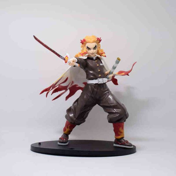 

18cm anime demon slayer figure demon slayer rengoku kyoujurou pvc action figure collectible model toys kid gift g220707