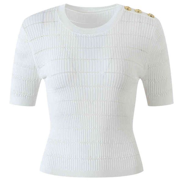 

women's sweaters summer french temperament simple stripe hollow round neck short sleeve ice silk pullover 6oou, White;black