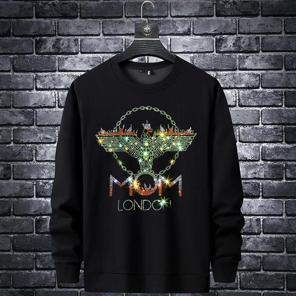

men's hoodies & sweatshirts designer new men's eagle letter heavy industry drill net red fashion slim brand trend sweater long sle, Black