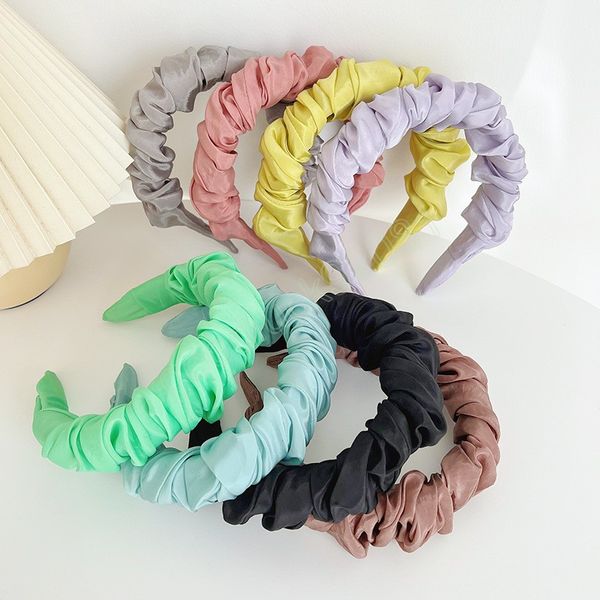 Frühling Bunte Satin Scrunchies Haarbänder Zopf Stirnbänder Ornament Zubehör Haarschmuck Großhandel