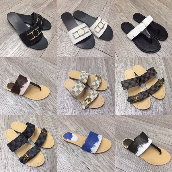

multi color women designer mules buckle sandals slippers double strap open toe slide thong flip flops vintage retro plaid sliders gradiant c, Black