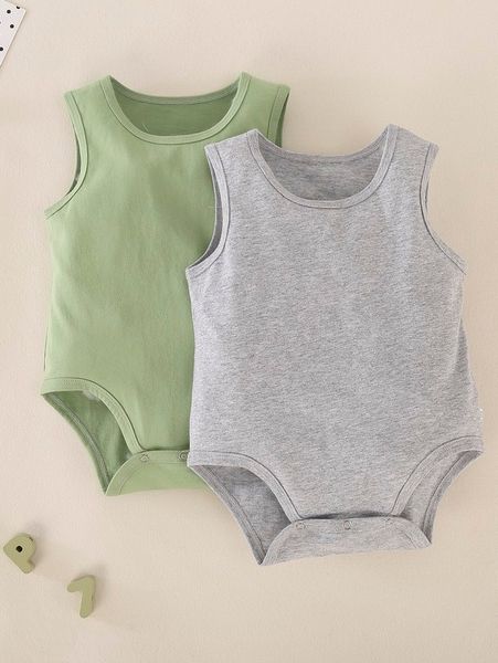 

baby boy 2-piece plain vest bodysuit she01, Blue