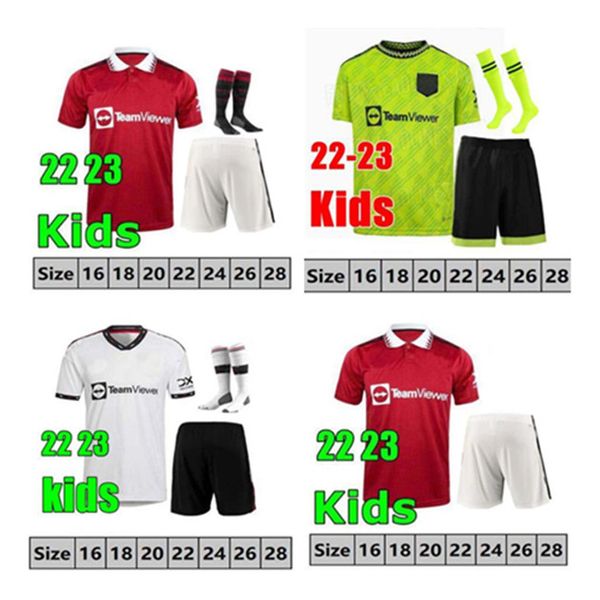 

2022 2023 sancho soccer jerseys eriksen varane bruno fernandes mans utds rashford jersey kids sets kit football shirt telles 22 23 boys mans, Black