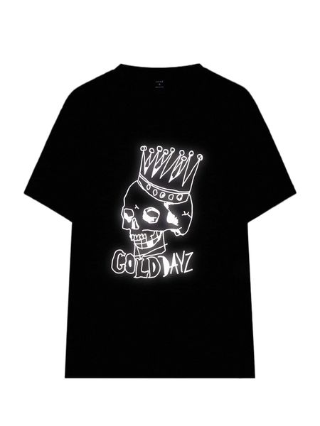 

x mityakorolkov men reflective skull & letter graphic tee 96mj#, White;black