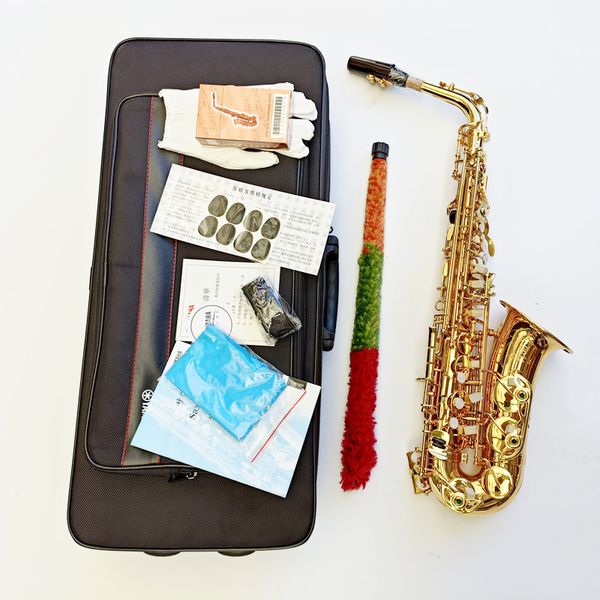 

380 professional alto drop e saxophone gold alto saxophone with band mouth piece reed aglet more package mail