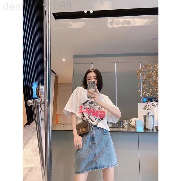 

women's t-shirt designer 22ss spring and summer new pink letter printing love t-shirt loose casual trendsetter essential piece mgoz, White