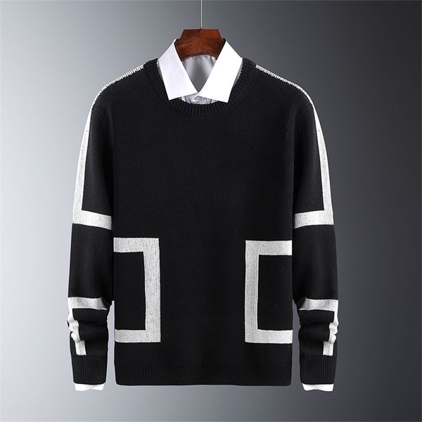 

autumn sweaters and pullovers men long sleeve knitted sweater male winter pullovers homme warm navy coat 3xl 201125, White;black