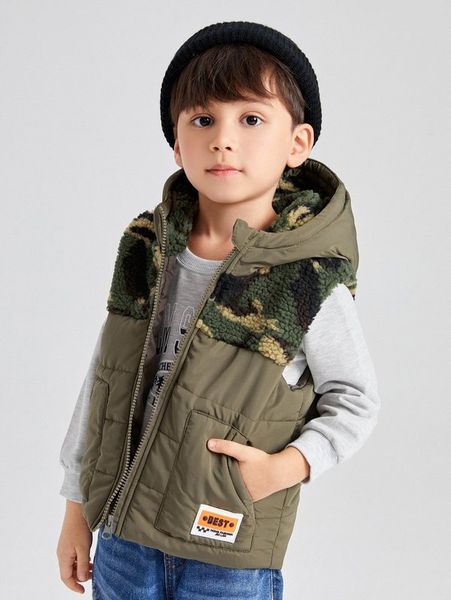 

toddler boys camo pattern hooded teddy puffer winter coat she, Blue;gray
