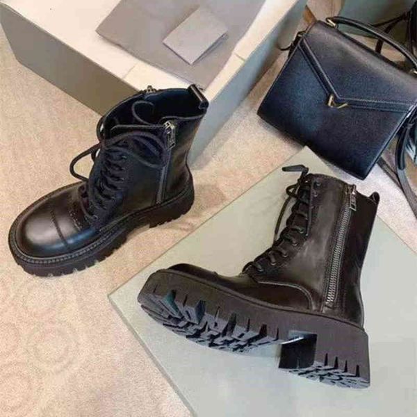 

paris martin boots boots women's autumn and winter thick heel leather b home bottom british zipper motorcycle short ins fashion g95y, Black