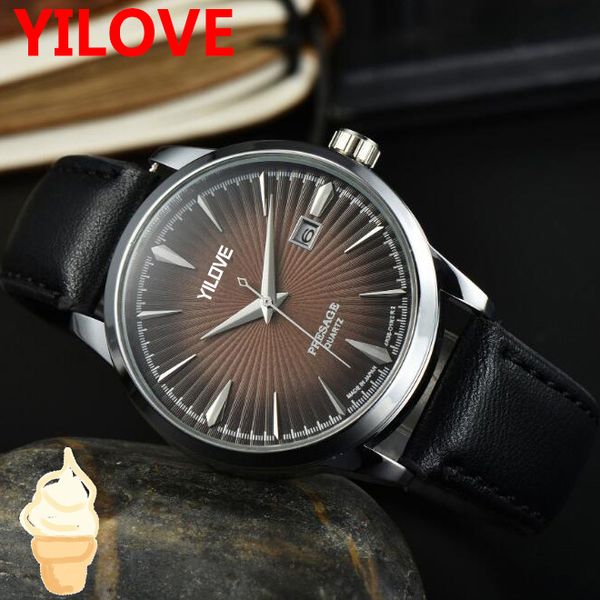 Premium Week Time Data do relógio masculino 40 mm Japonês Japanese de aço inoxidável preto marrom relógio de água resistente à água Reluja de Lujo Giftwatch de punho
