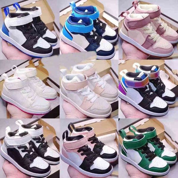 

luxury  colors kids shoes jumpman 1 low 22-37 wolf grey blue black white red prom night kids sneakers tennis children multi sports basketba