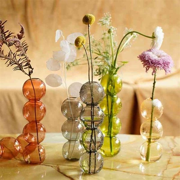 INS Crystal Ball Bubble Glass Vaso Decor de Flor Flor Hydroponics Ball Glass Art Flor Decoração de casa 210409