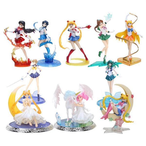 

8'' 20cm super sailor moon figure toys anime sailor mars jupiter venus 1 8 pvc action figure collectible model toys t200239p