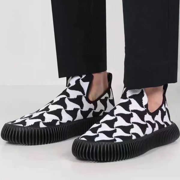 

luxury designer casual shoes summer sports sneaker canvas mesh leather slip on loafers men shoe 38-45 with box, Black