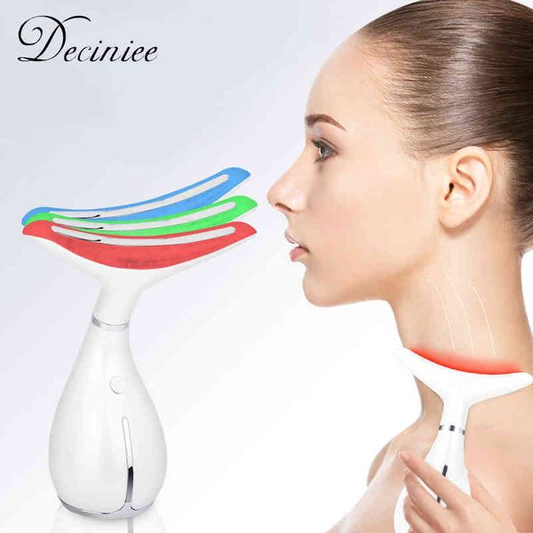 

neck massager anti wrinkles heat high frequency vibration aging facial device for skin tightening lifting 3 modes care 220512