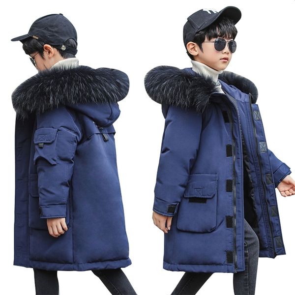 bambini giacca invernale addensare caldo giacca invernale cappotto ragazzi casual lungo parka inverno fodera in pelliccia con cappuccio parka bambini cappotti LJ201203