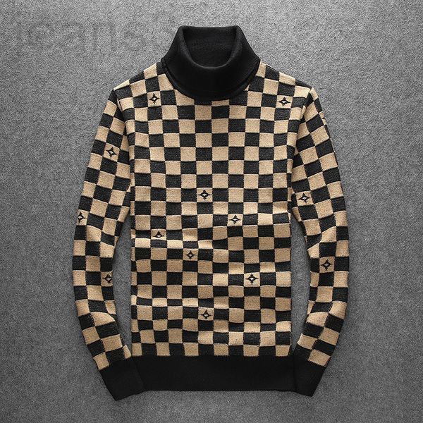 

men's sweaters designer new style sweater 2021 winter fashion men's plaid letter pullover high neck long sleeve tmct, White;black