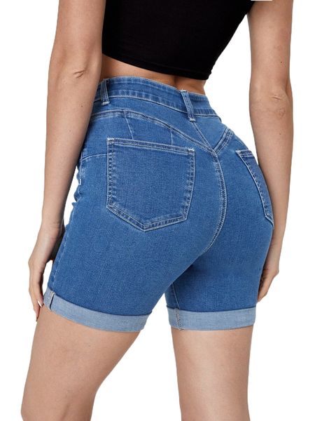 

roll up hem cat whisker denim shorts f2we#, White;black