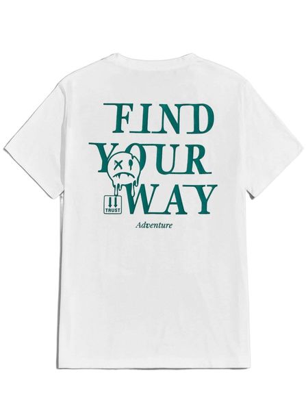 

men cartoon & slogan graphic tee 48rq#, White;black