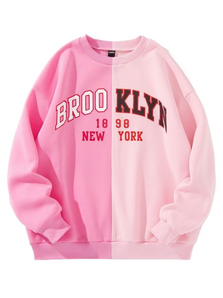 

two tone letter graphic thermal lined sweatshirt p3qj#, Black