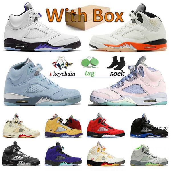 

2022 authentic jumpman 5 5s mens basketball shoes concord easter green bean jade horizon unc sail what the designer sneaker og designer shoe, Black
