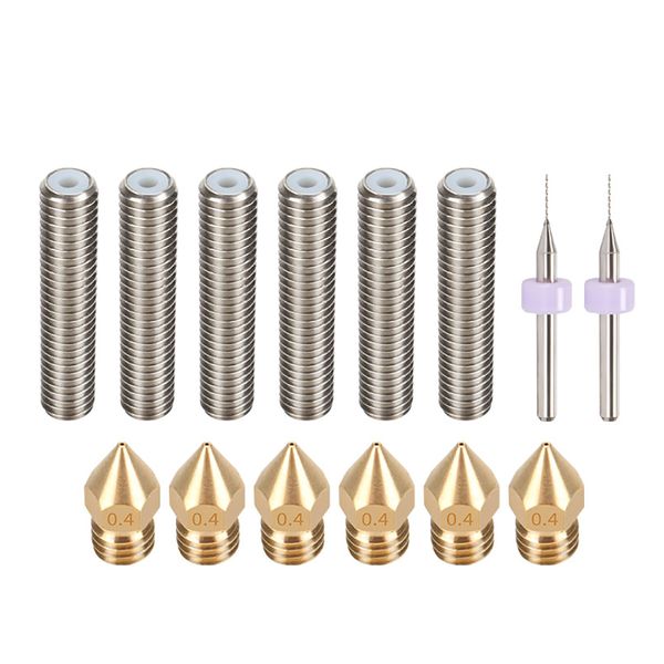 

3d printer m6*30mm throat 6 individual mk pointed brass nozzle clean up drill bits 0.4mm