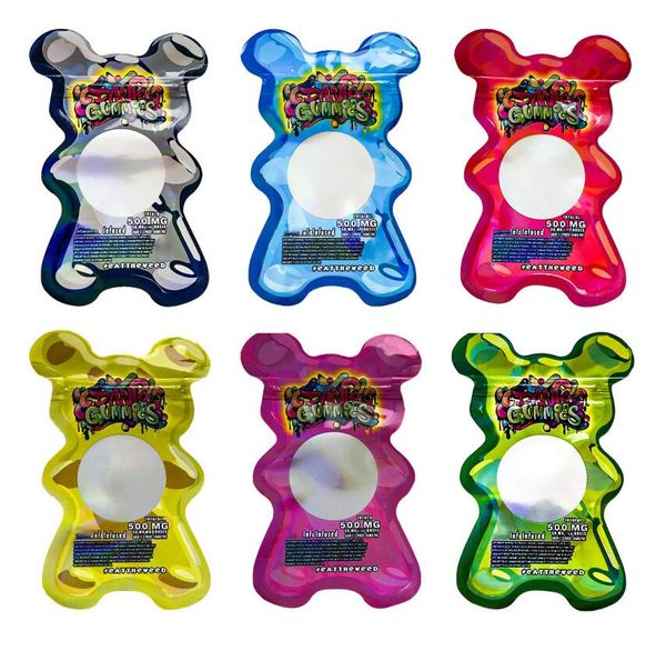 

bear dank gummies packaging bags 500mg candy mylar edibles gummy plastic unique shape packing package bag wholesale runty trufflez