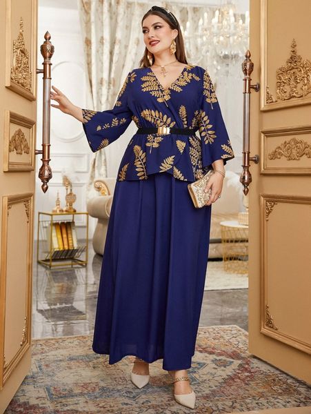 

plus random plant embroidered overlap collar dress without belt q2bh#, Black