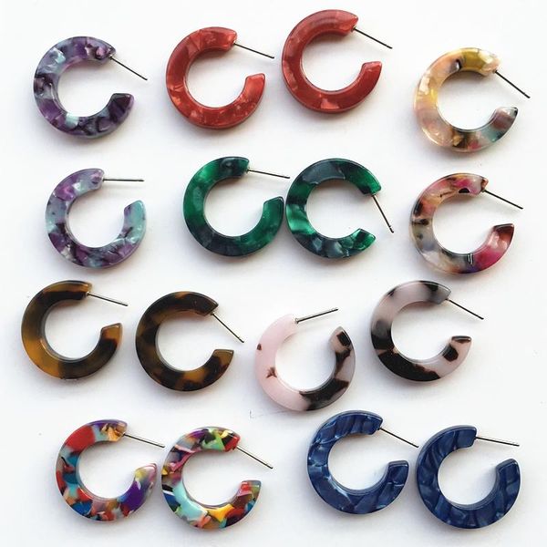 Cerchio Huggie 8 colori rosso verde blu fiore leopardo acetato orecchini donne piccolo acido acetico all'ingrosso JewelryHoop