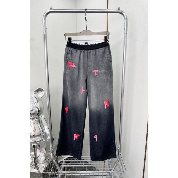 

women jeans girls jean leather embroidery washed pant straight pants design jeans s-l, Blue