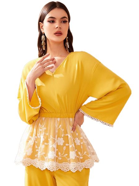 

guipure lace cuff embroidery mesh ruffle hem b5rk#, White