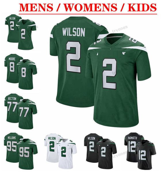 

mens 2 zach wilson 57 cj mosley 95 quinnen williams custom football jerseys 11 denzel mims 8 elijah moore 77 becton 28 curtis martin 12 joe, Black