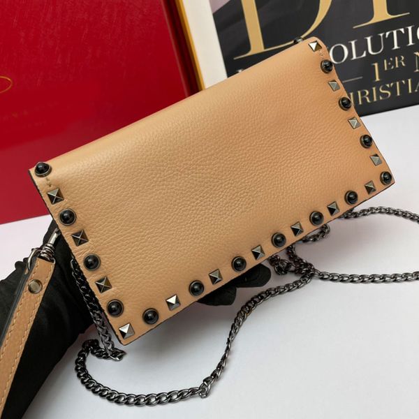 

rivet handbag clutch bag chain crossbody bags women wrist band purse wallets genuine leather shoulder bag classic letter printing multi poch