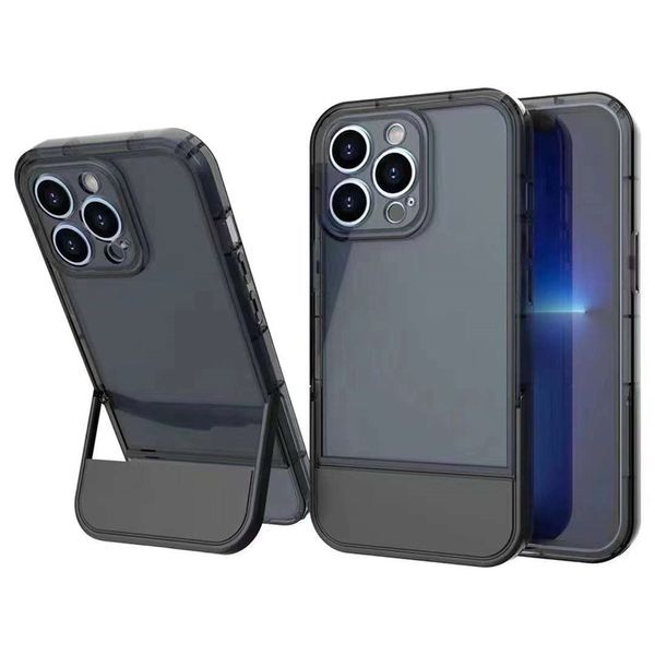 Clear Pudding Jelly Cases PC Hybrid Kickstand 3 in 1 Schokbestendige Cover voor iPhone 15 14 13 12 Pro Max 11 X XS MAX XR 8 7 Plus Transparante Houder Case Fabrieksprijs