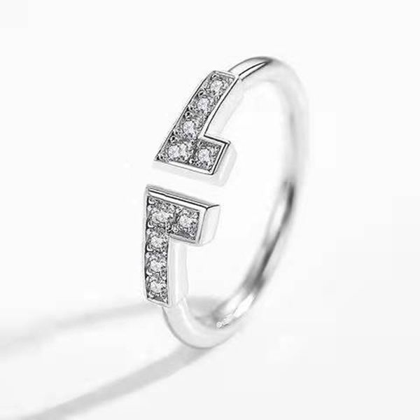 

luxurys designer t-shaped diamond ring classic fashion women's gift silver casual temperament adjustable size is good nice