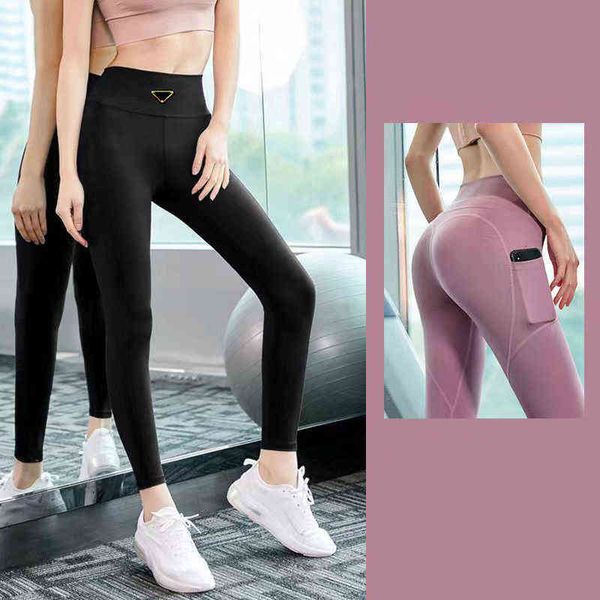 

woman leggings yoga slim pants high waist budge designer outwears lady tight bottoms with pocket, Black