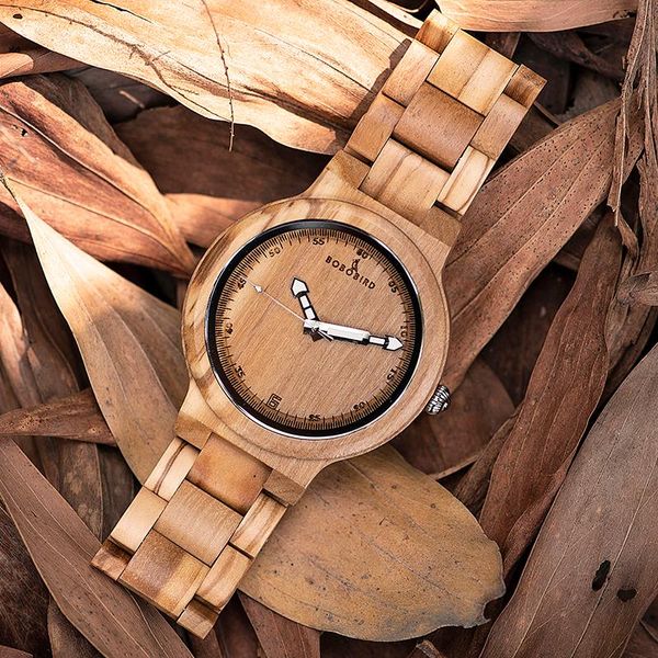 Orologi da polso Orologi fatti a mano in legno da uomo Orologio da polso al quarzo superiore Orologio da uomo LOGO Incisione DropOrologi da polsoOrologi da polso