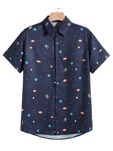 

men galaxy and astronaut print shirt a9hf#, White;black